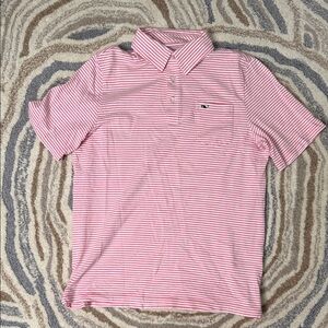 Vineyard Vines Pink Striped Cotton Polo Shirt